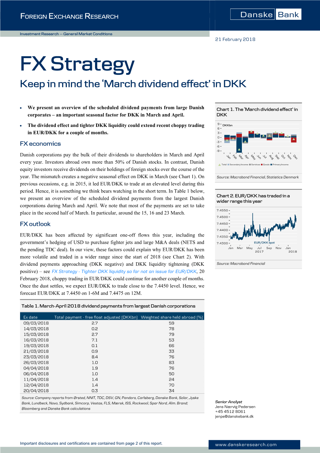 FX Strategy Keep in Mind the ‘March Dividend Effect’ in DKK
