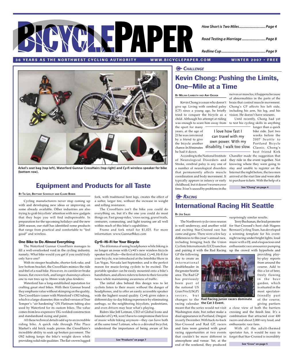 Bicycle Paper Winter 2007 RIDE HEALTHY