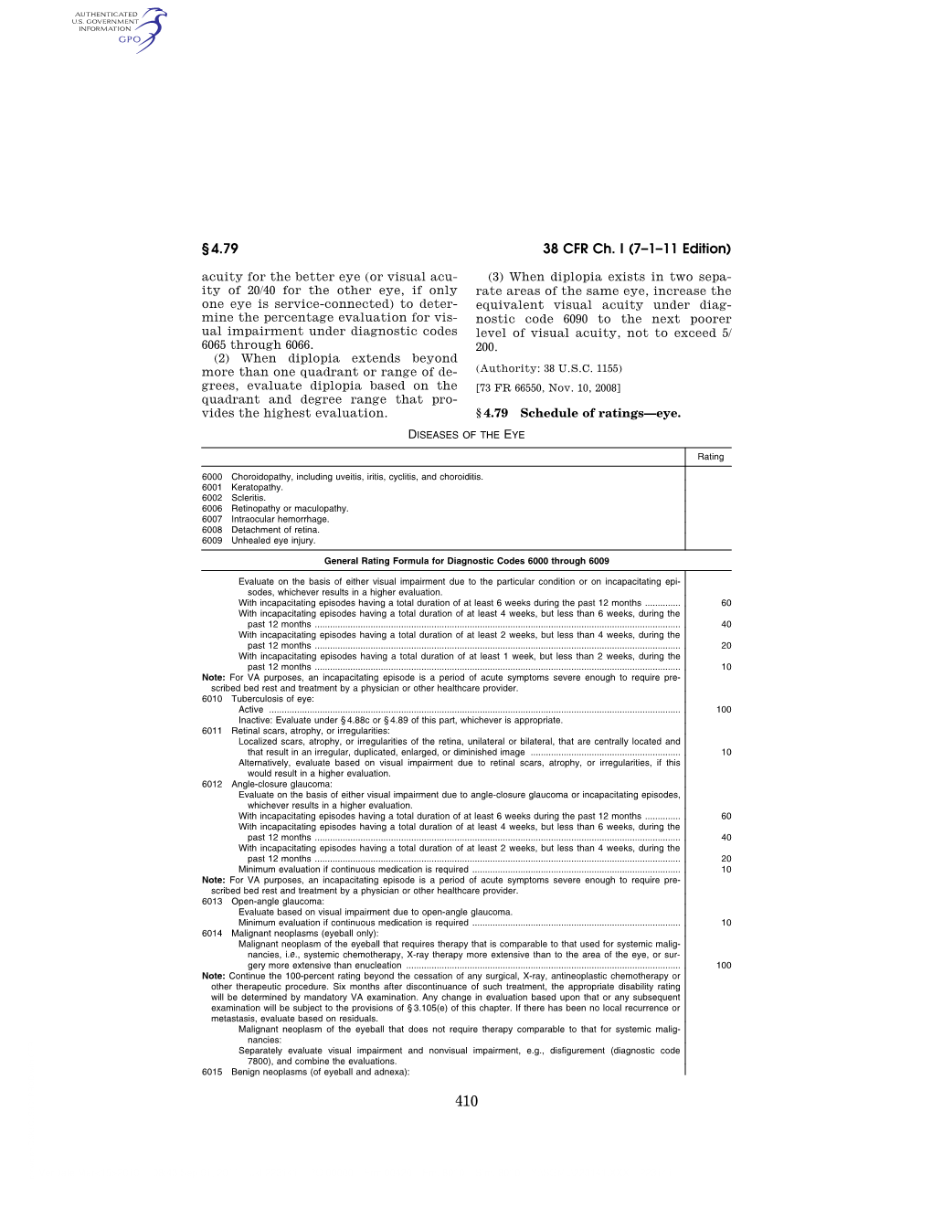 38 CFR Ch. I (7–1–11 Edition) § 4.79