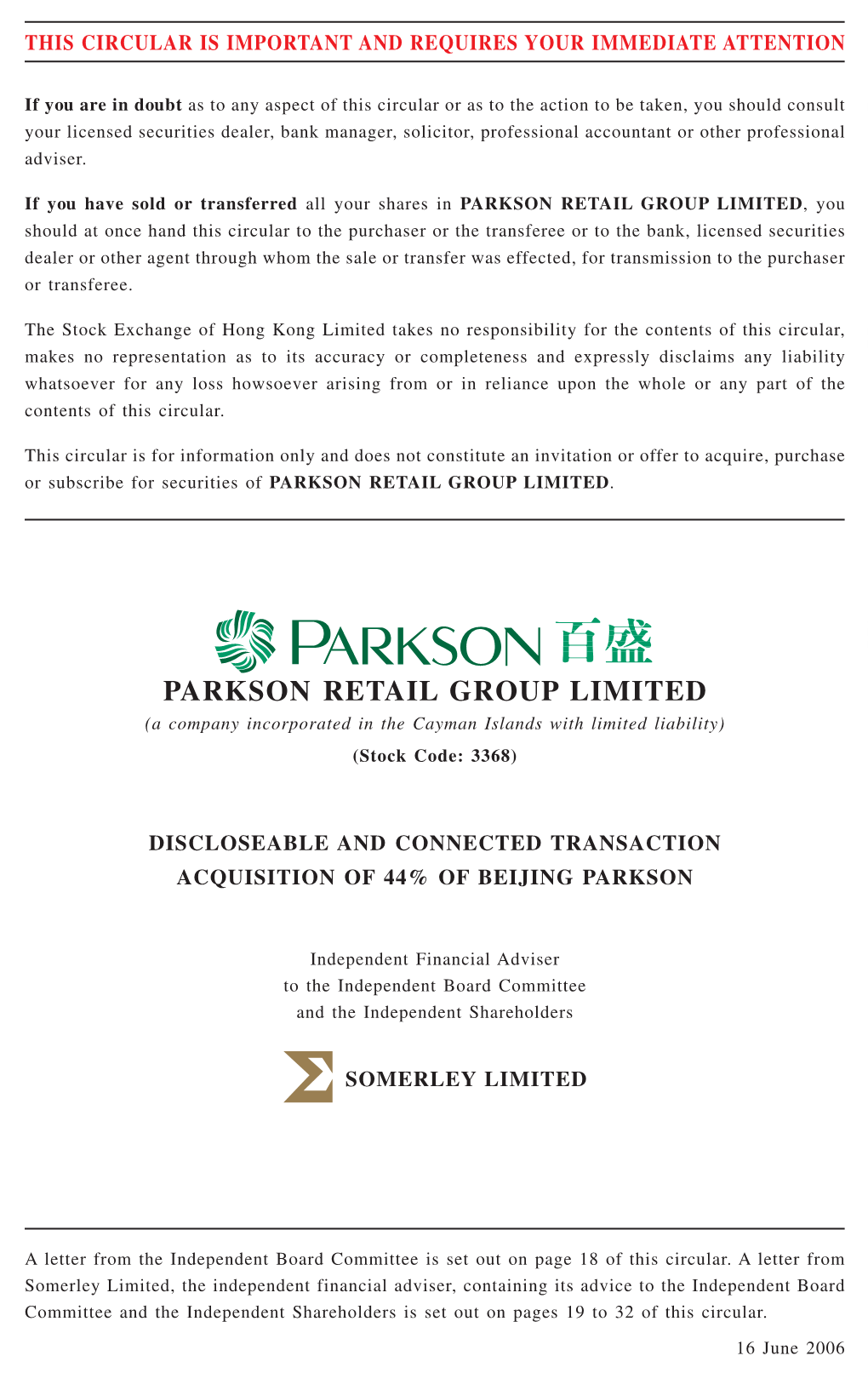 Parkson Retail Group Limited