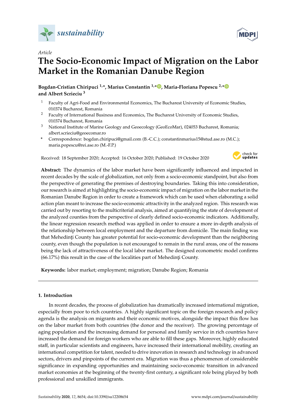 The Socio-Economic Impact of Migration on the Labor Market in the Romanian Danube Region