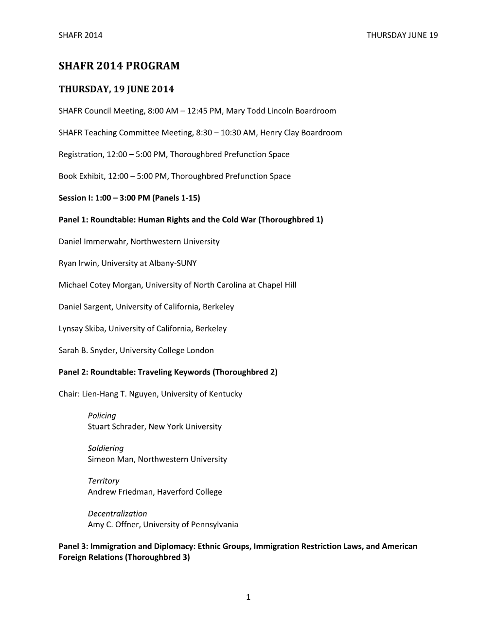 Shafr 2014 Program