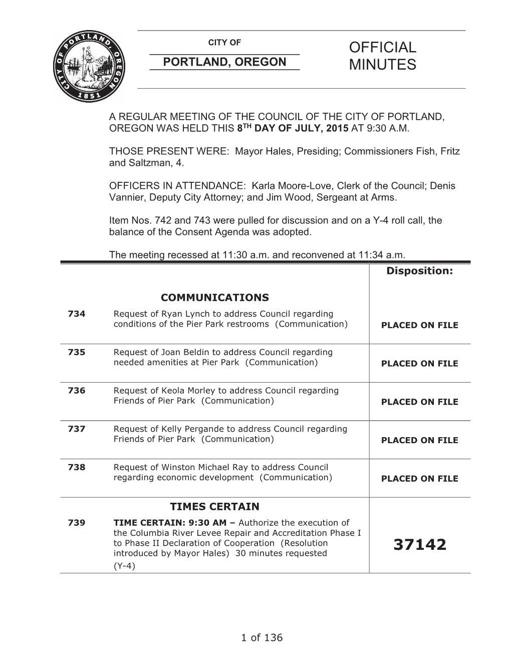 Portland City Council Agenda