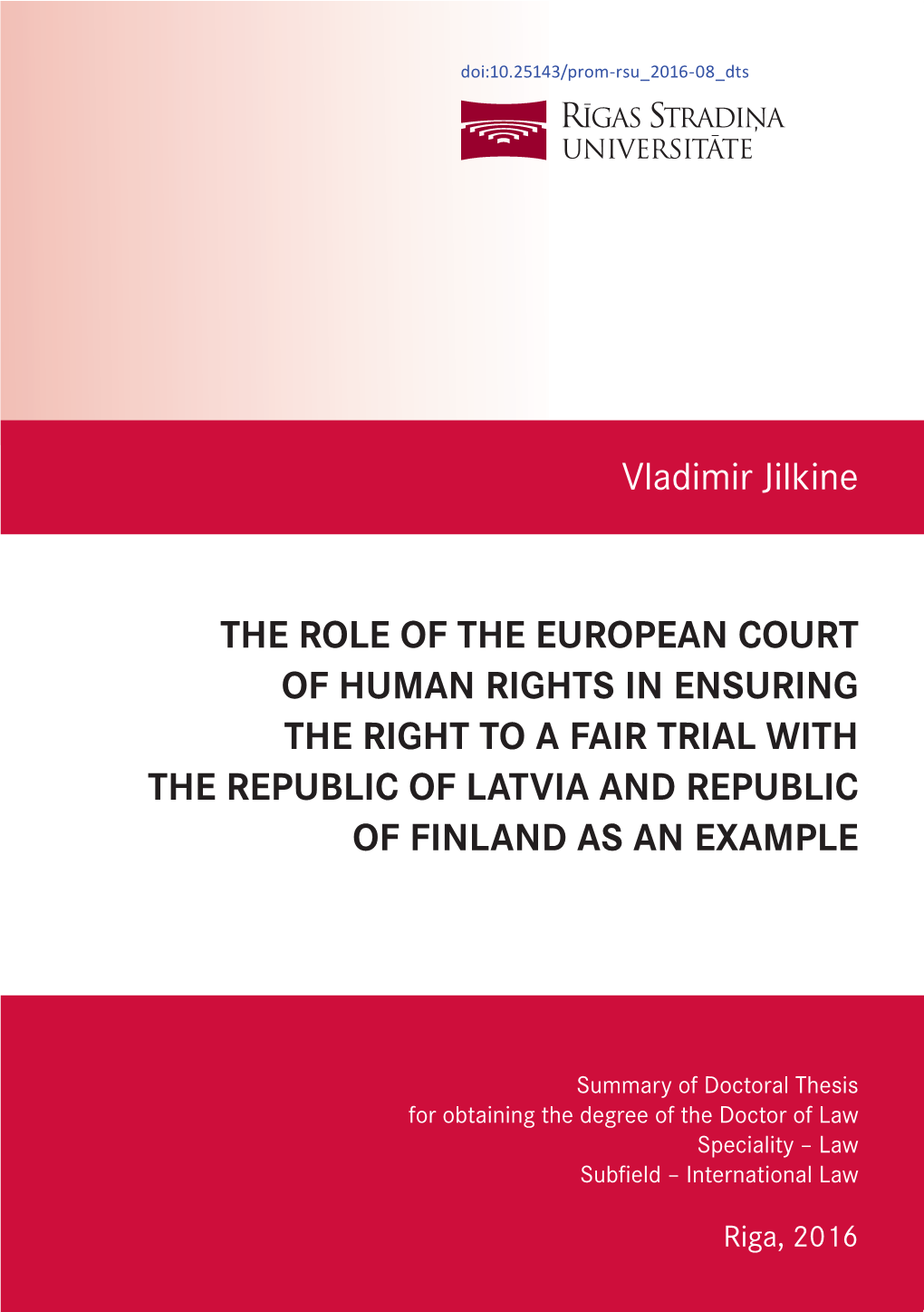 Vladimir Jilkine the ROLE of the EUROPEAN COURT of HUMAN
