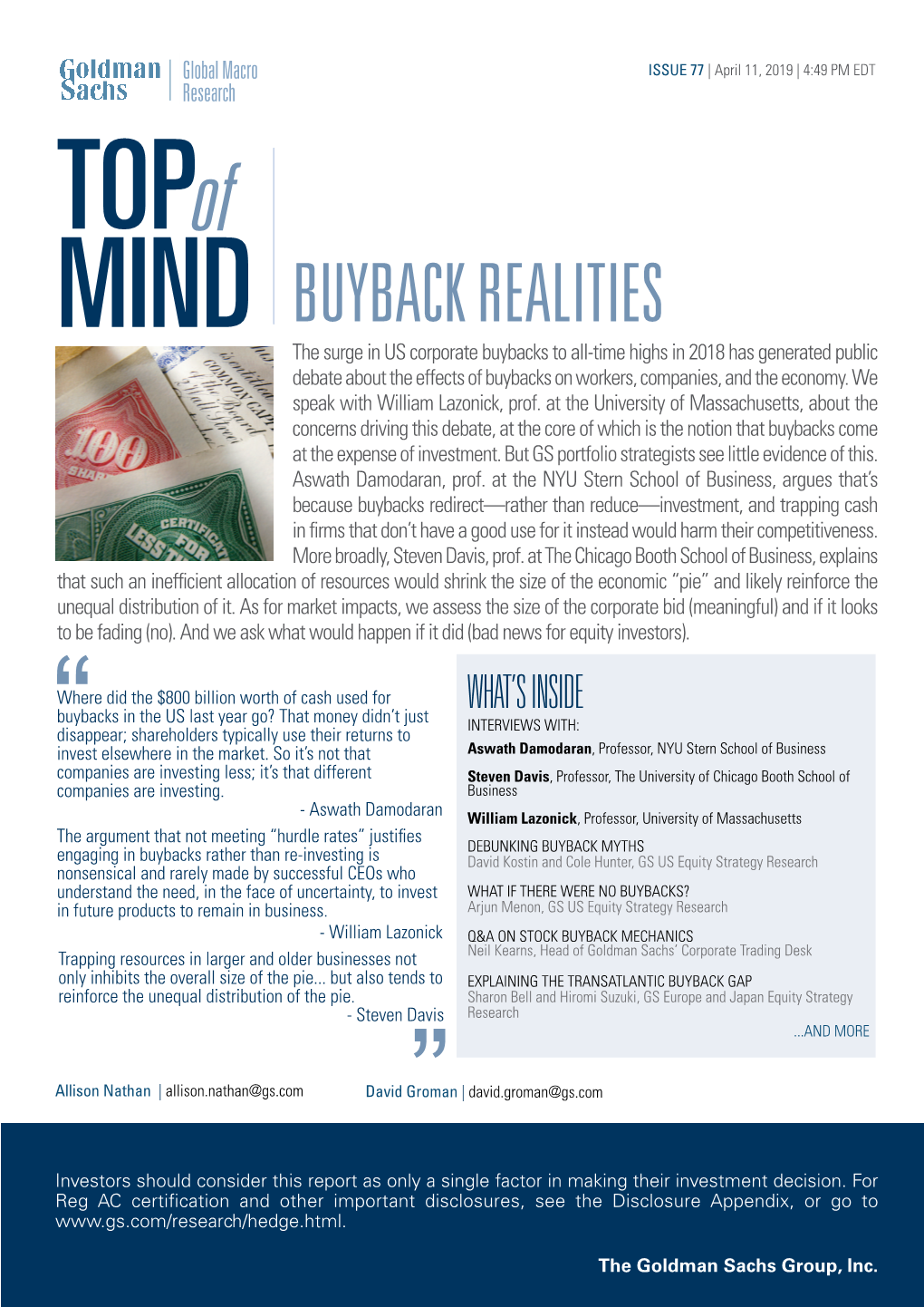 Top of Mind Buyback Realities