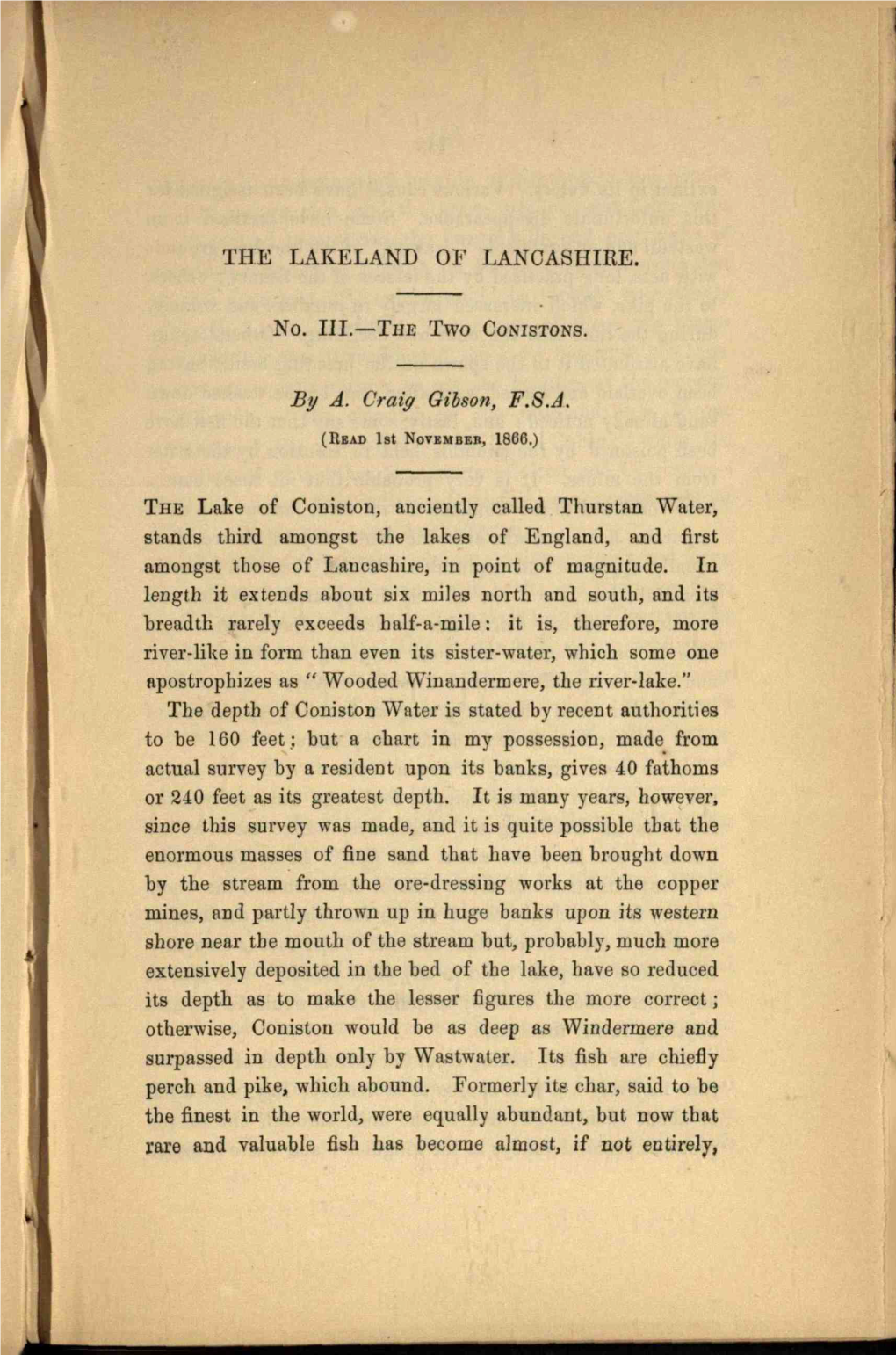 THE LAKELAND of LANCASHIRE. No. III. the Two CONISTONS