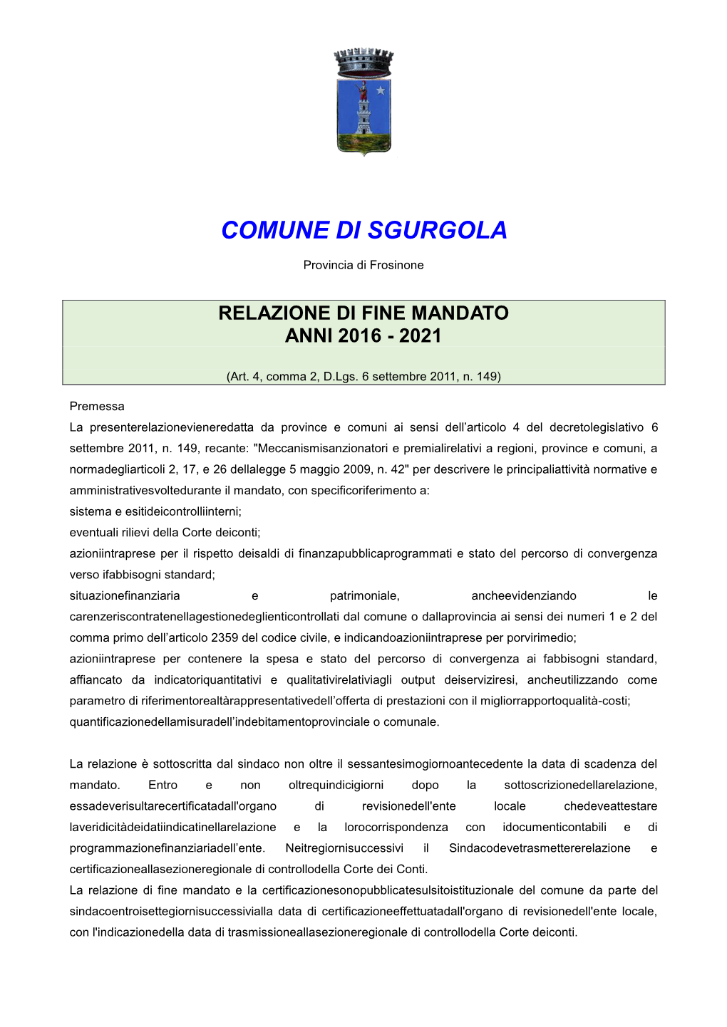 Comune Di Sgurgola