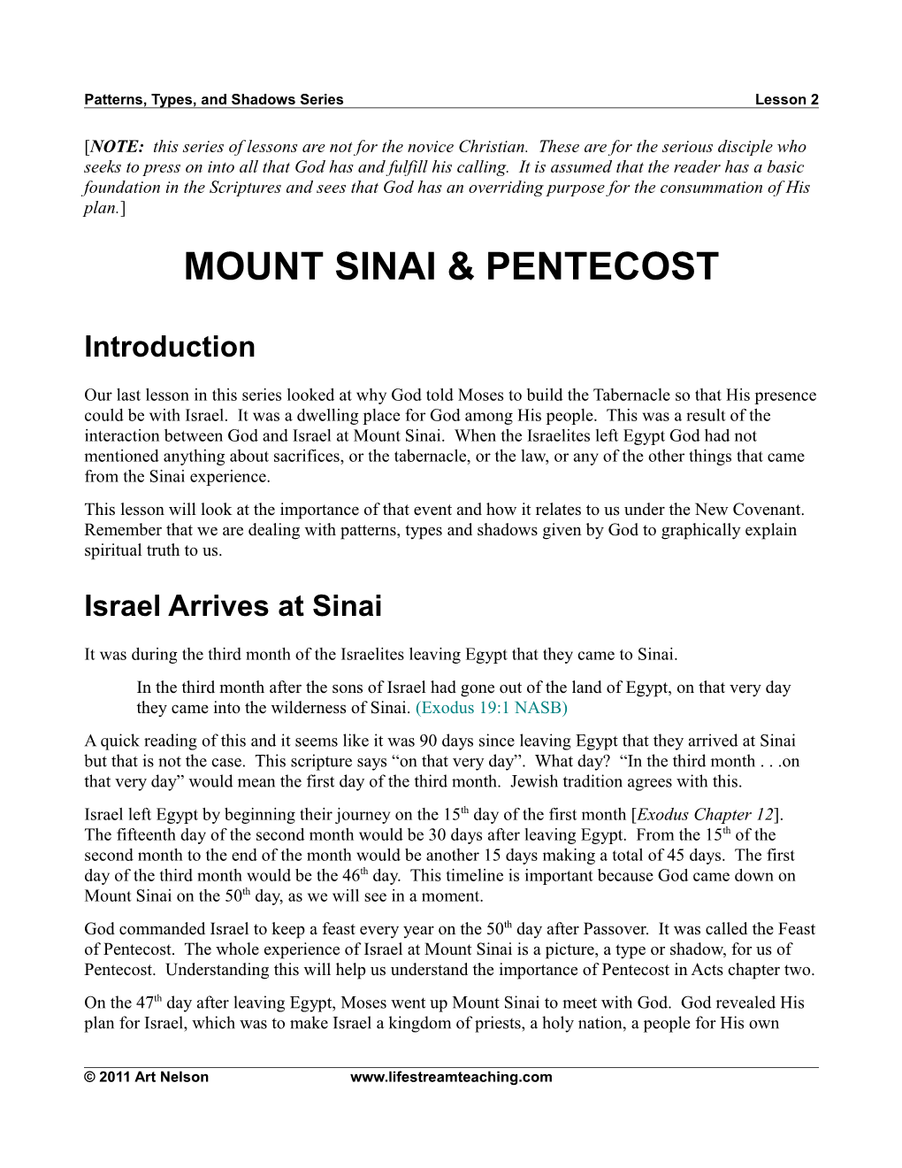 Mount Sinai & Pentecost