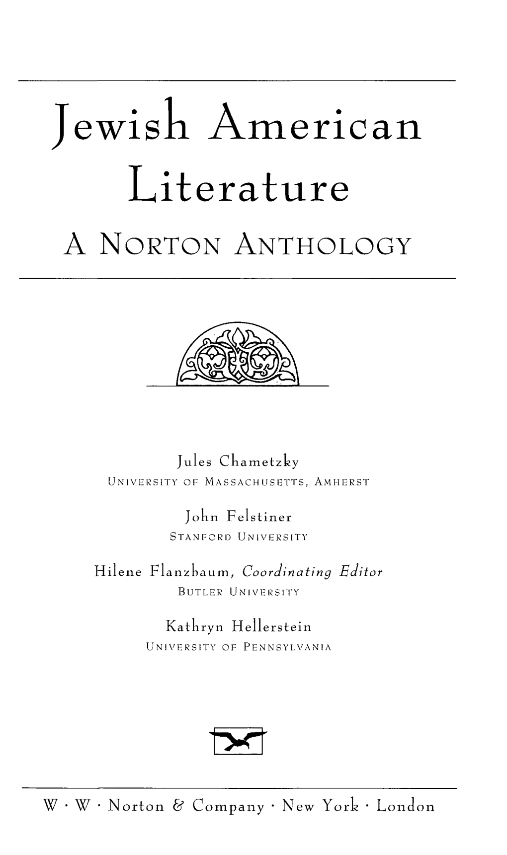 Jewish American Literature a NORTON ANTHOLOGY