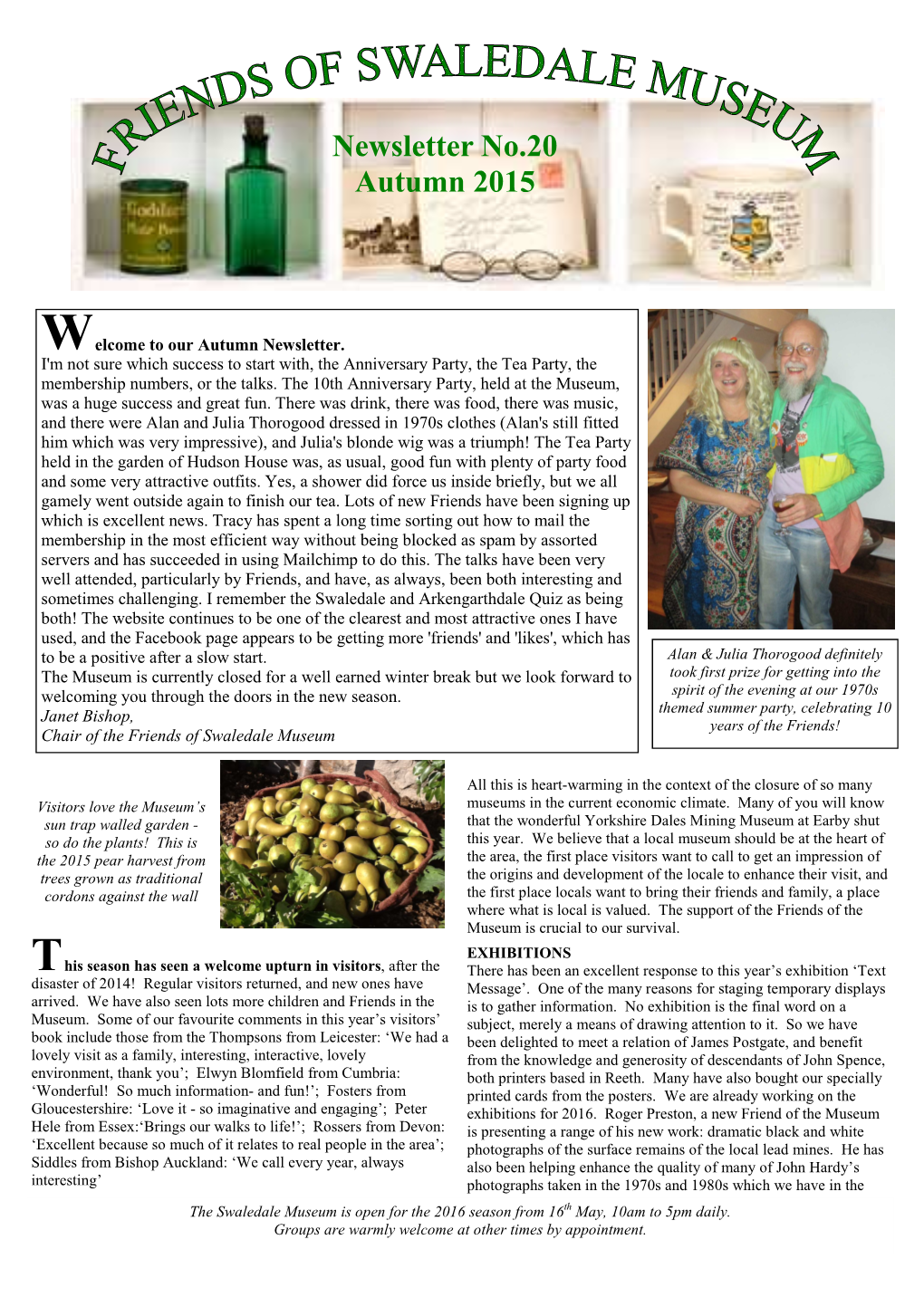 Swaledale Museum Newsletter 20 Autumn 2015 Draft