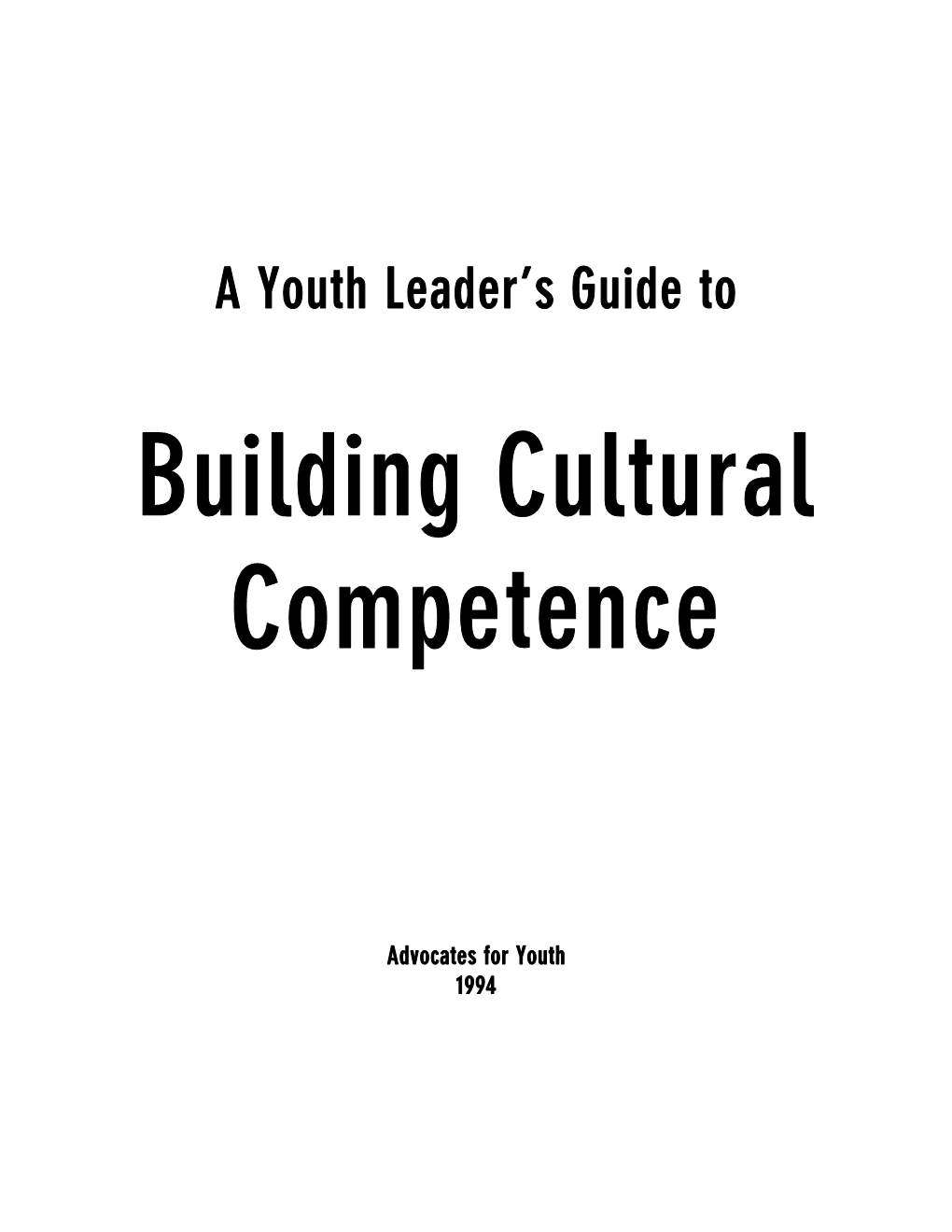 A Youth Leader's Guide to Building Cultural Competence by Susan A