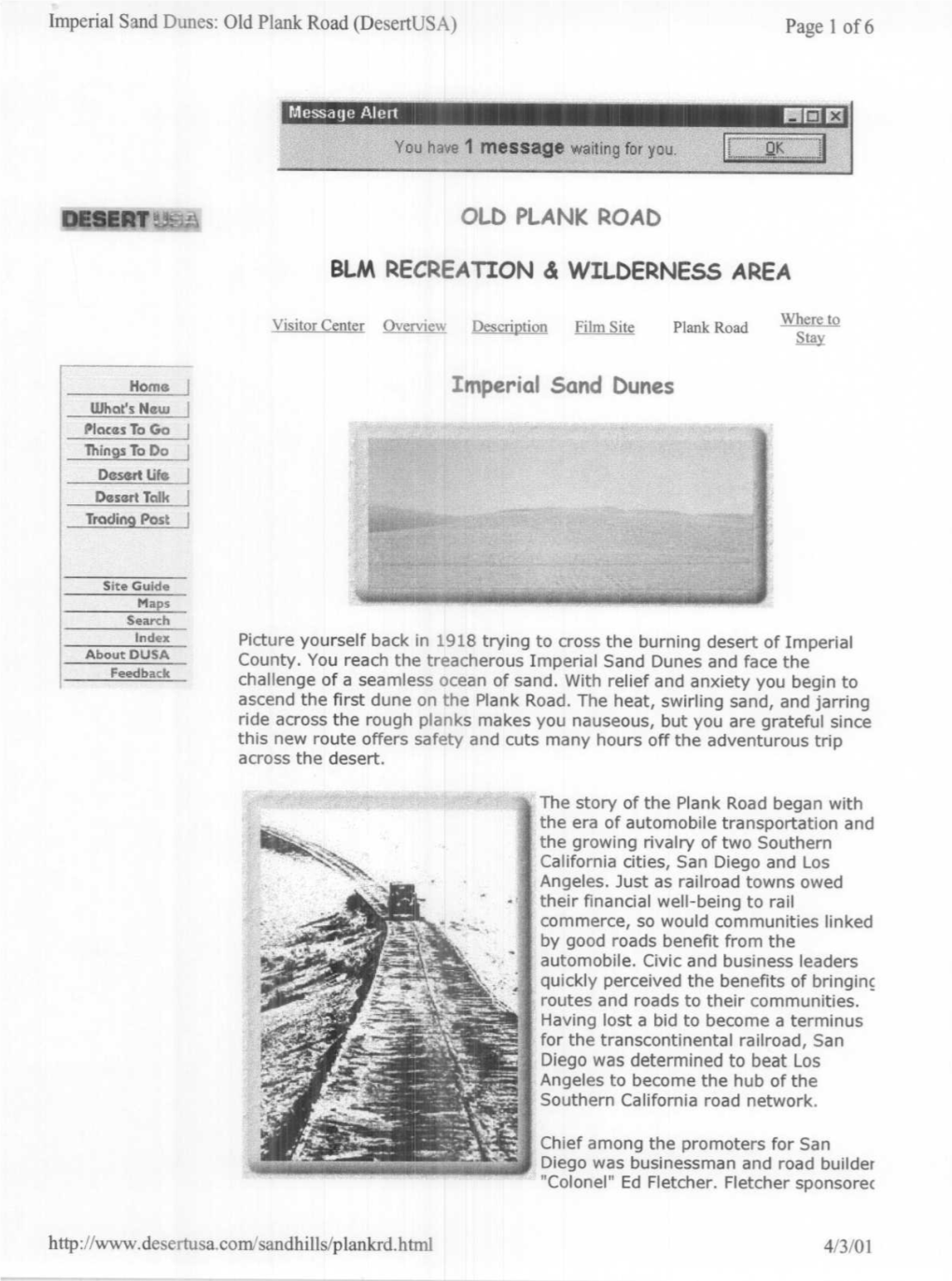Imperial Sand Dunes: Old Plank Road (Desertljsa) Page 1 of 6