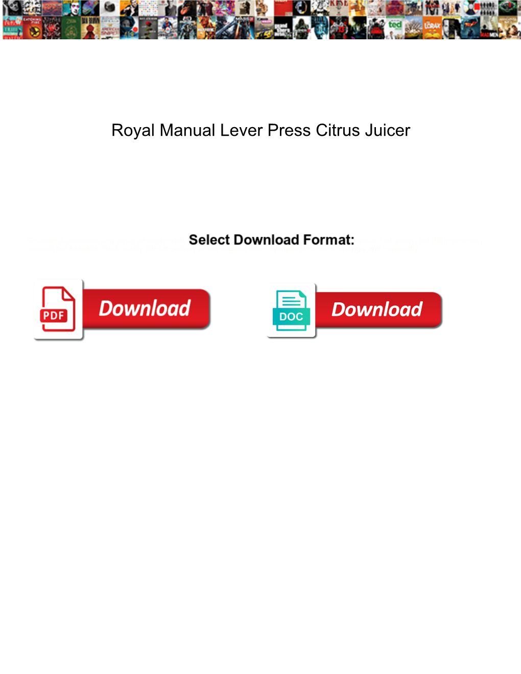 Royal Manual Lever Press Citrus Juicer