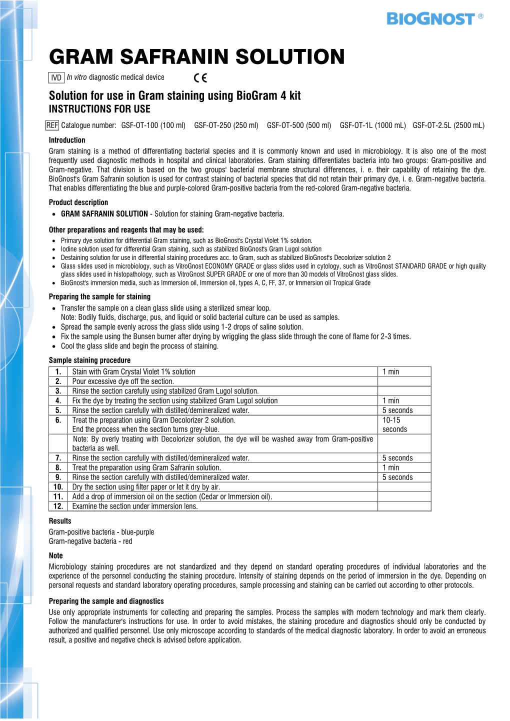 Gram Safranin Solution