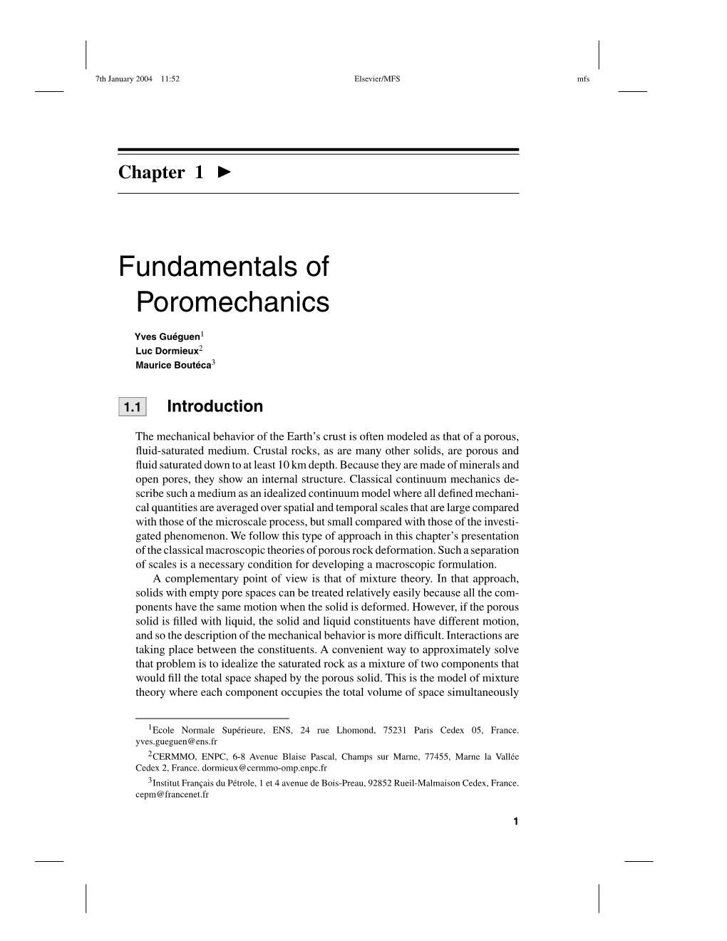 Fundamentals of Poromechanics