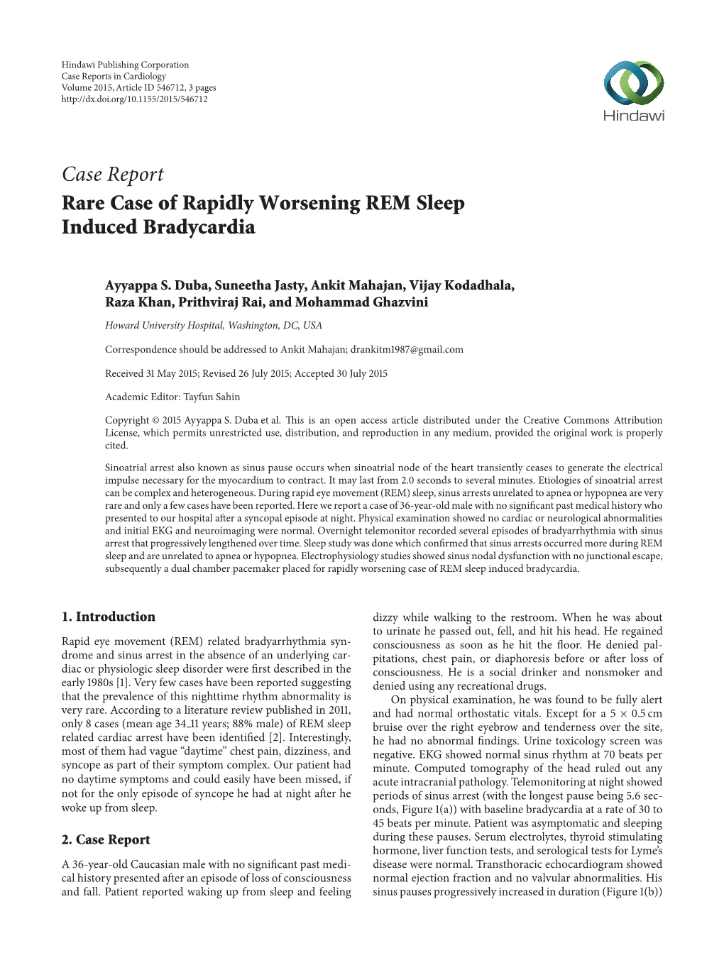 Rare Case of Rapidly Worsening REM Sleep Induced Bradycardia