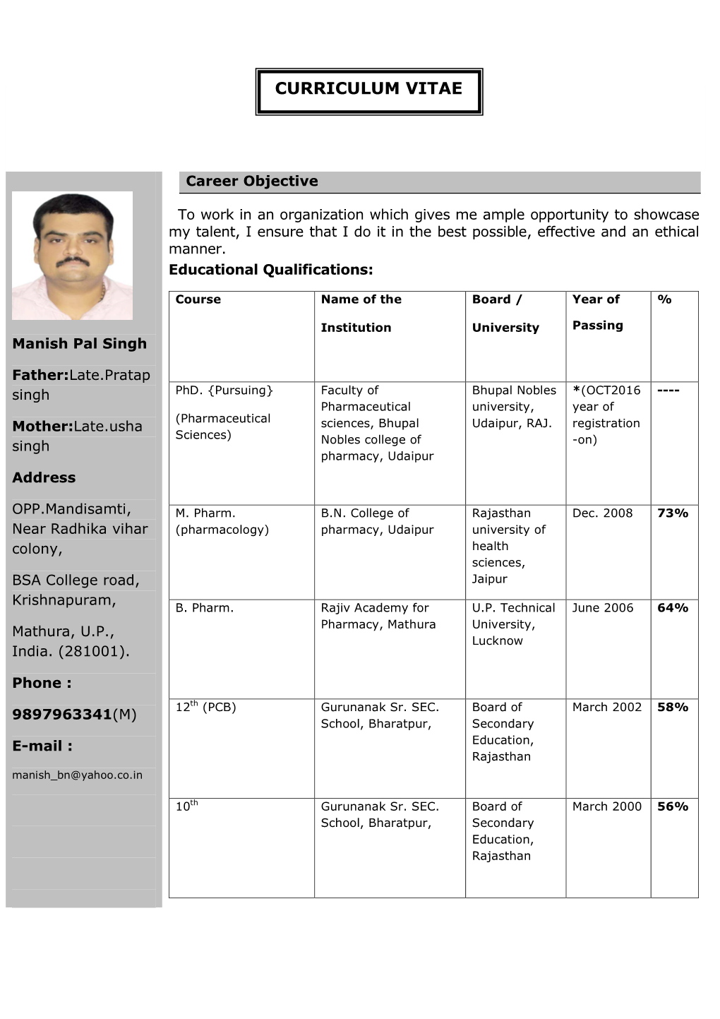 Manish Main Updated Resume