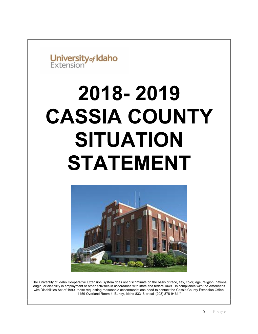 2018- 2019 Cassia County Situation Statement