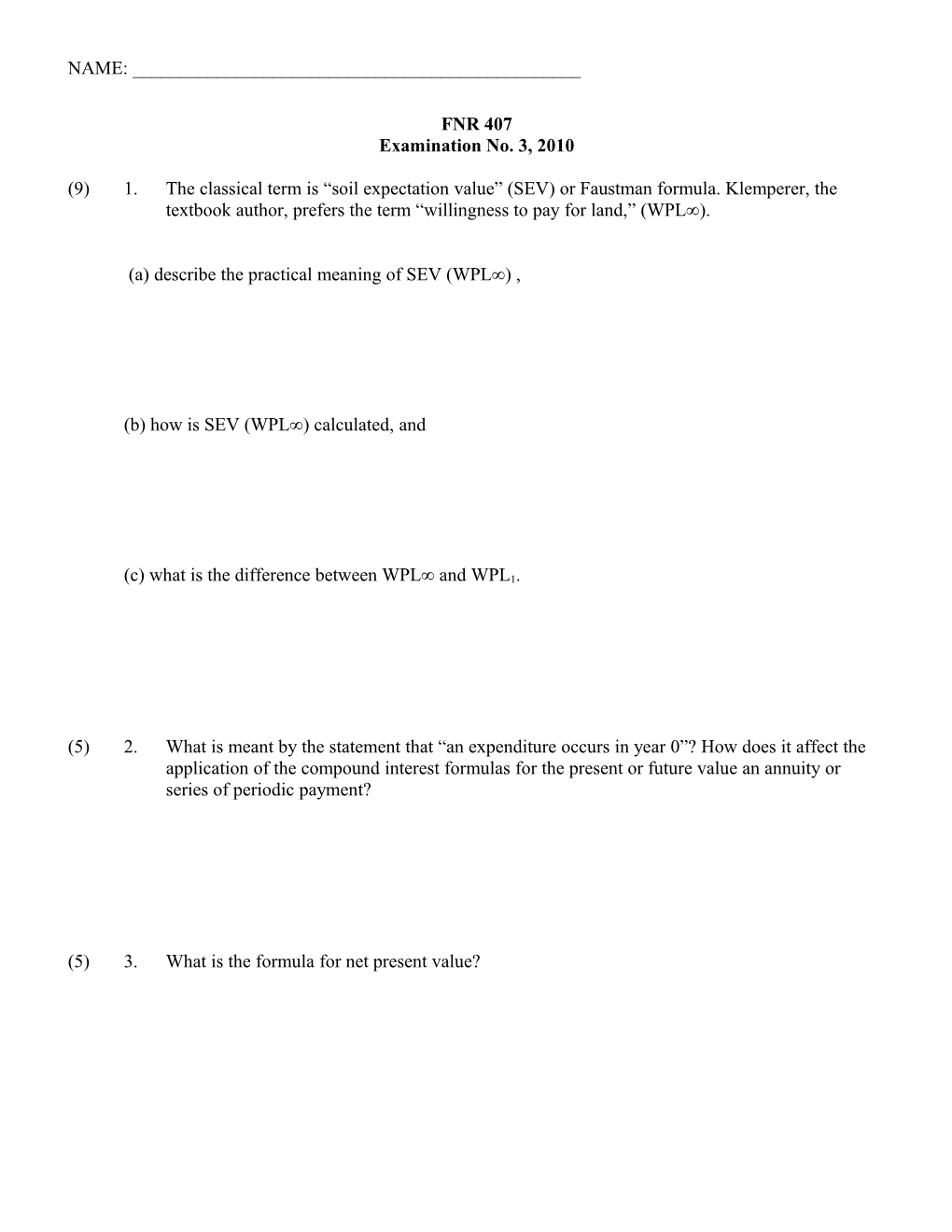 (A) Describethe Practical Meaning of SEV (WPL )