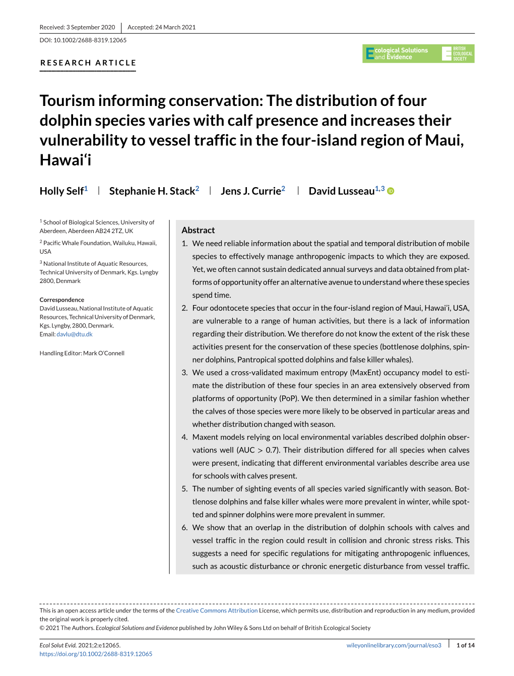 Tourism Informing Conservation: The