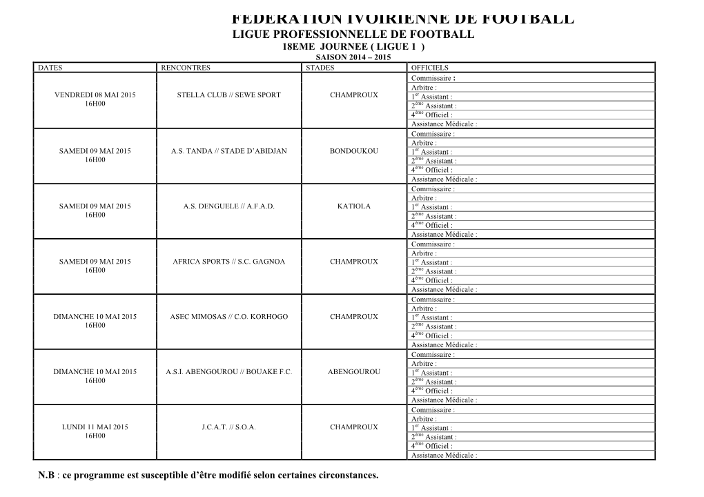 Federation Ivoirienne De Football