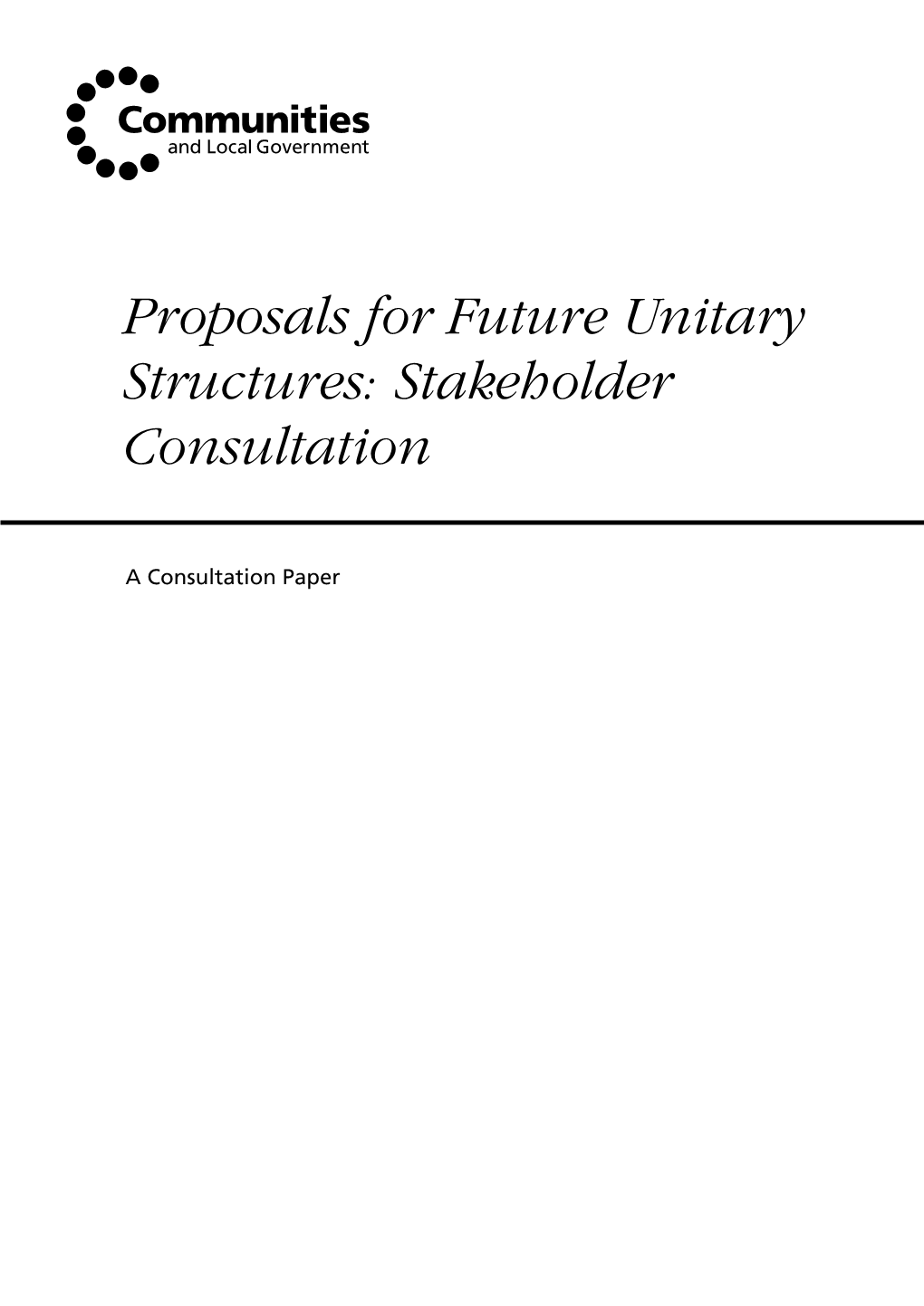 Stakeholder Consultation March 2007