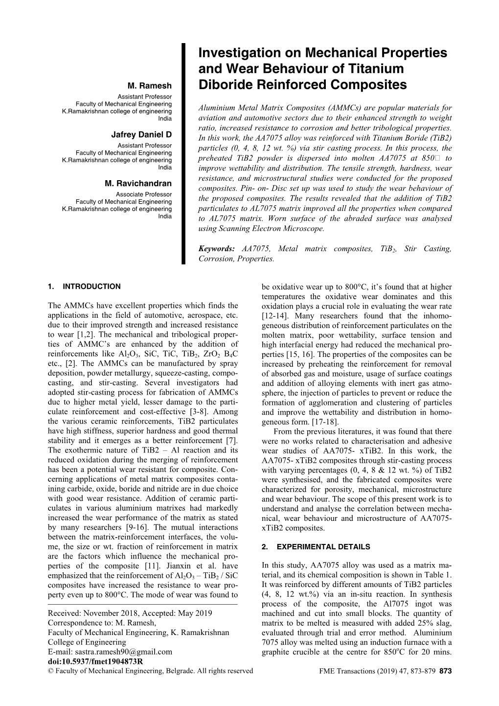 Investigation on Mechanical Properties and Wear Behaviour of Titanium M