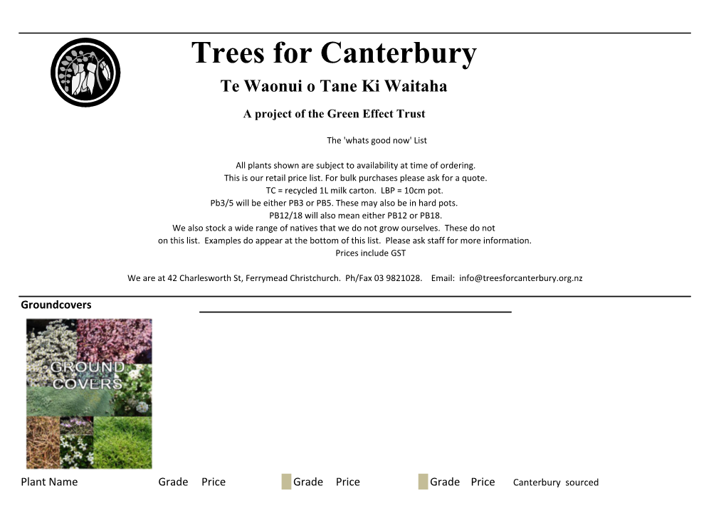 Trees for Canterbury Te Waonui O Tane Ki Waitaha
