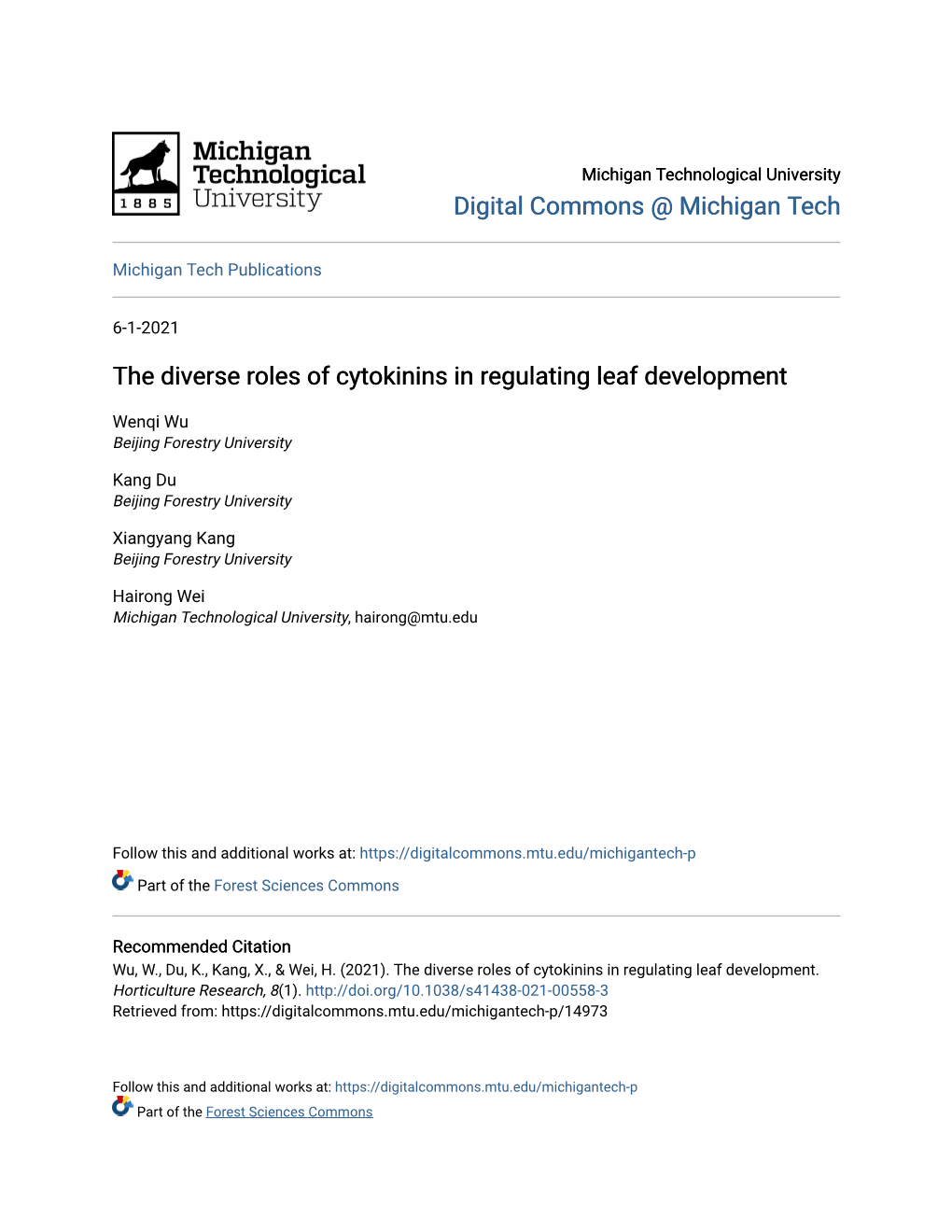 The Diverse Roles of Cytokinins in Regulating Leaf Development