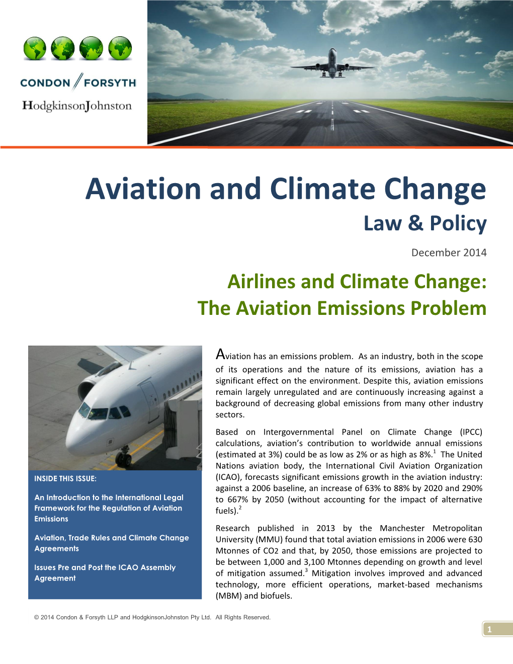 Aviation and Climate Change Law & Policy