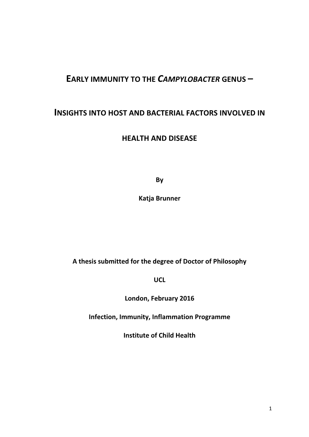 Early Immunity to the Campylobacter Genus –