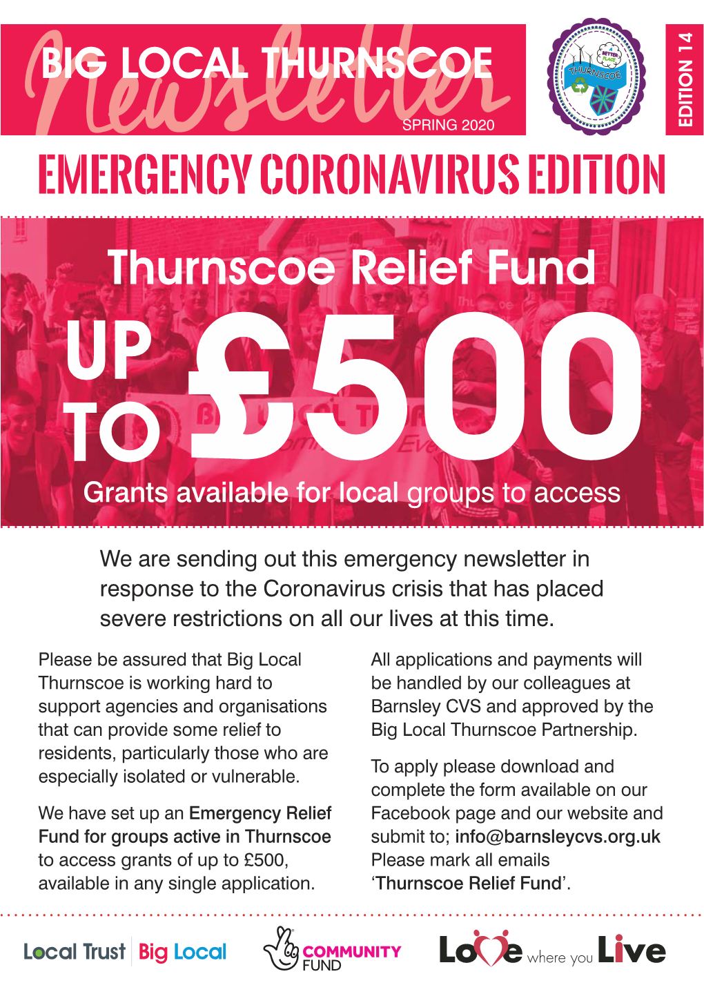 Thurnscoe Relief Fund up to £500 Grants Available for Local Groups to Access