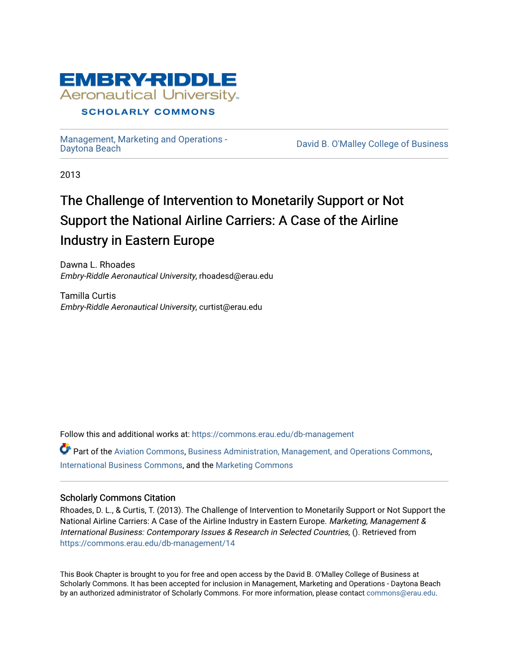The Challenge of Intervention to Monetarily Support Or Not Support the National Airline Carriers: a Case of the Airline Industry in Eastern Europe
