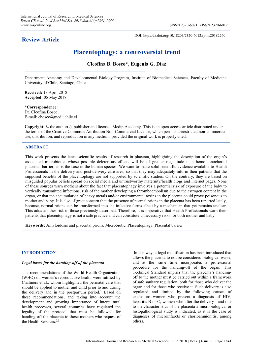 Placentophagy: a Controversial Trend