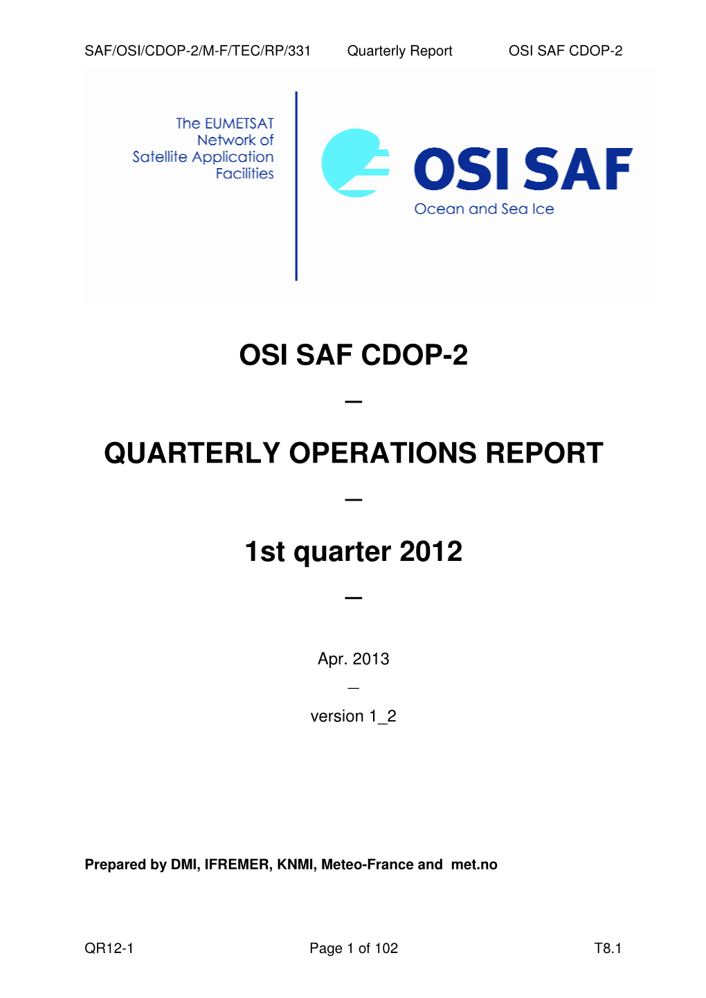 Osi Saf Cdop-2 Quarterly Operations Report