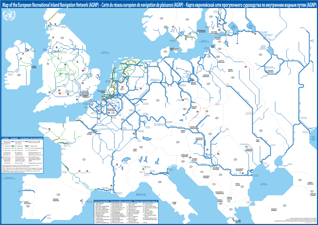 Map of the European Recreational Inland Navigation Network (AGNP