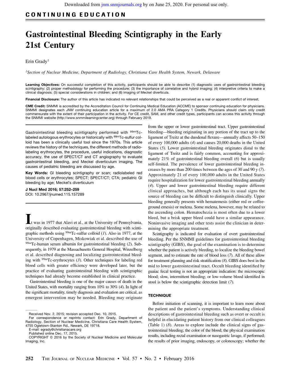 Gastrointestinal Bleeding Scintigraphy in the Early 21St Century