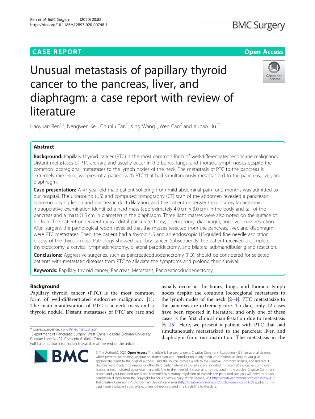 Unusual Metastasis of Papillary Thyroid Cancer to The