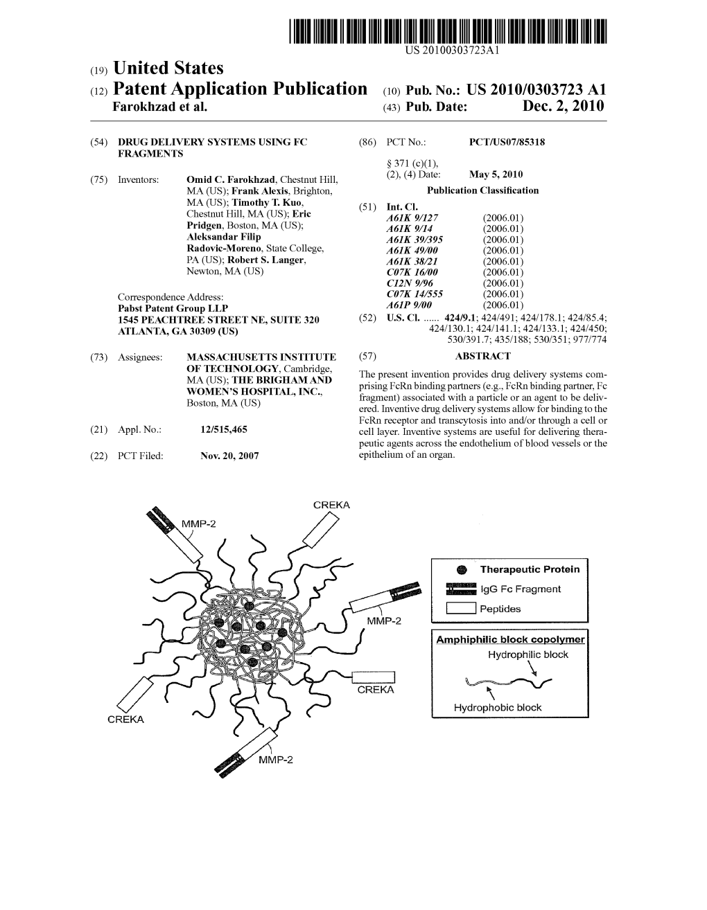 (12) Patent Application Publication (10) Pub. No.: US 2010/0303723 A1 Farokhzad Et Al