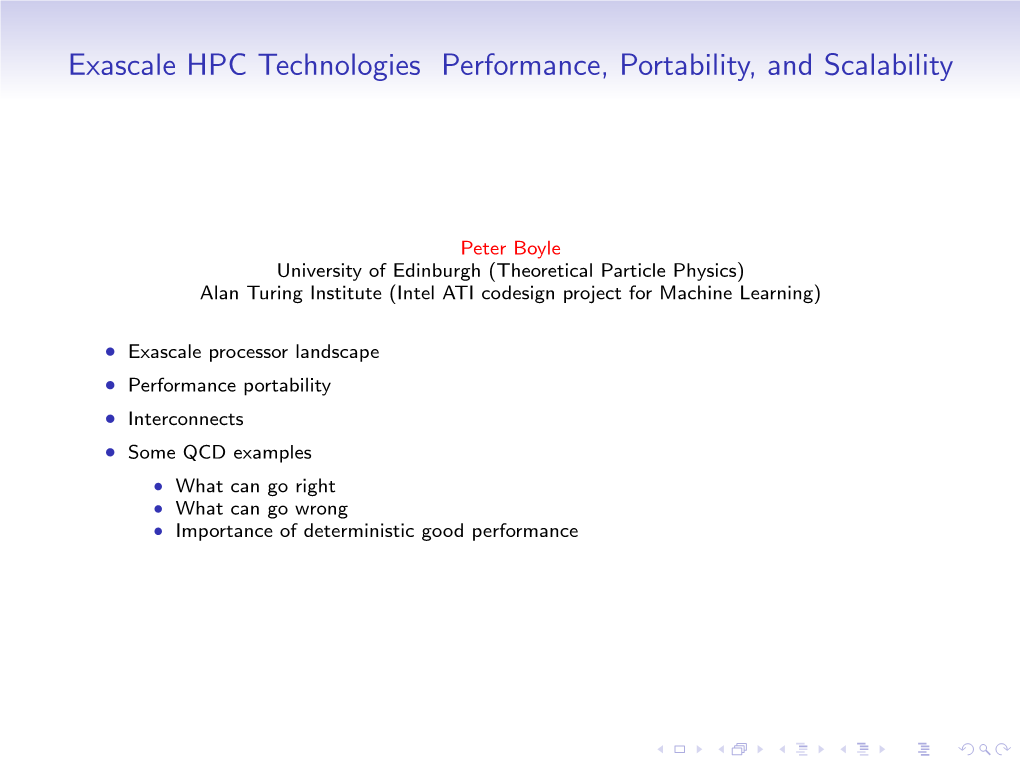 Exascale HPC Technologies Performance, Portability, and Scalability