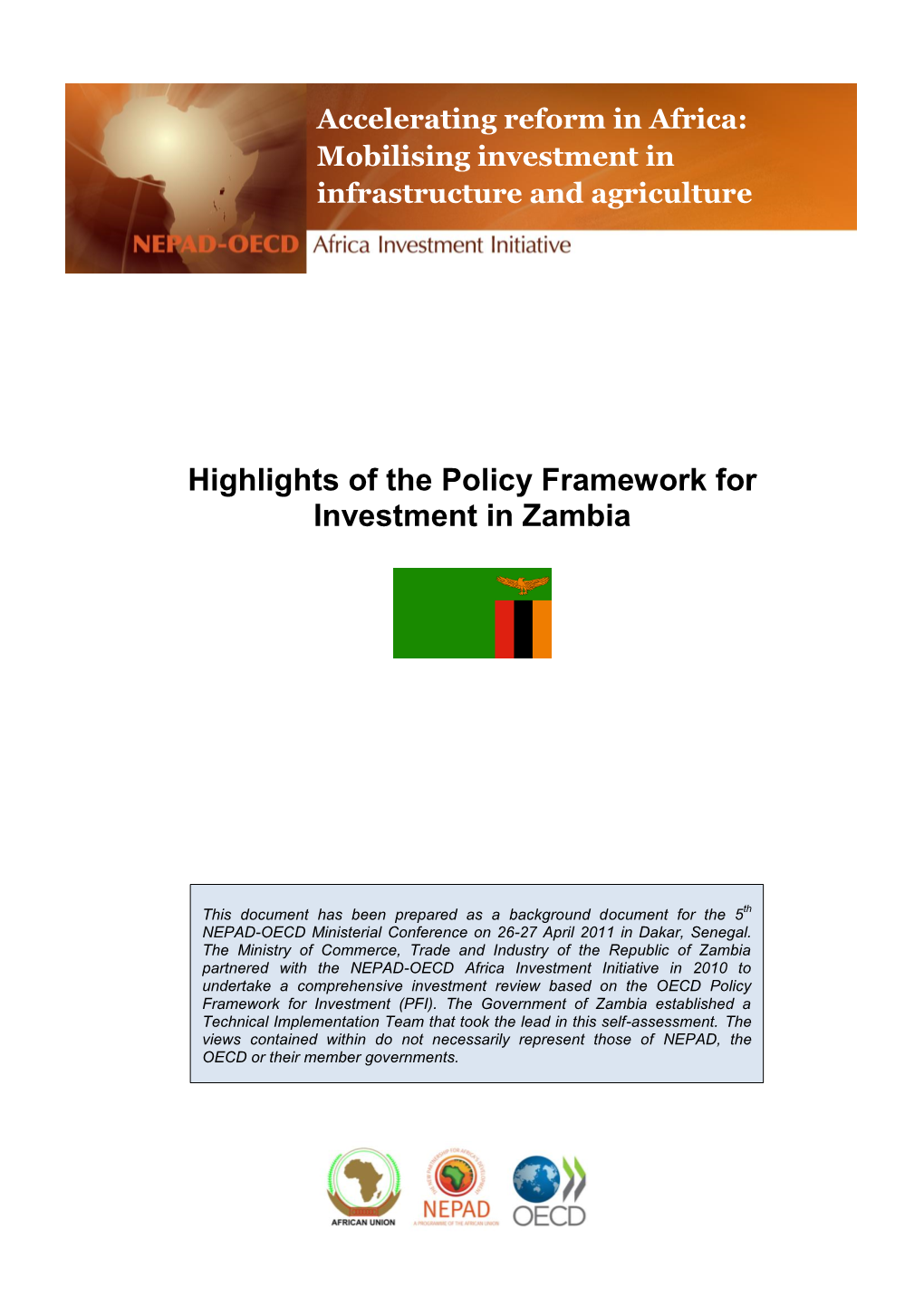 Zambia's Policy Framework for Investment