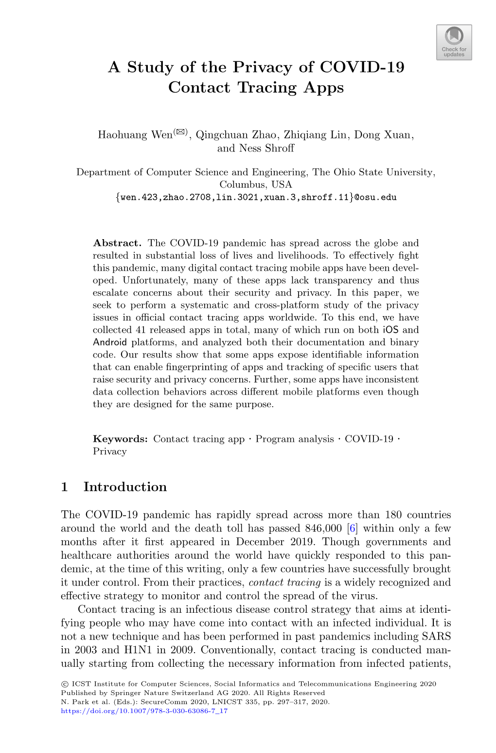 A Study of the Privacy of COVID-19 Contact Tracing Apps