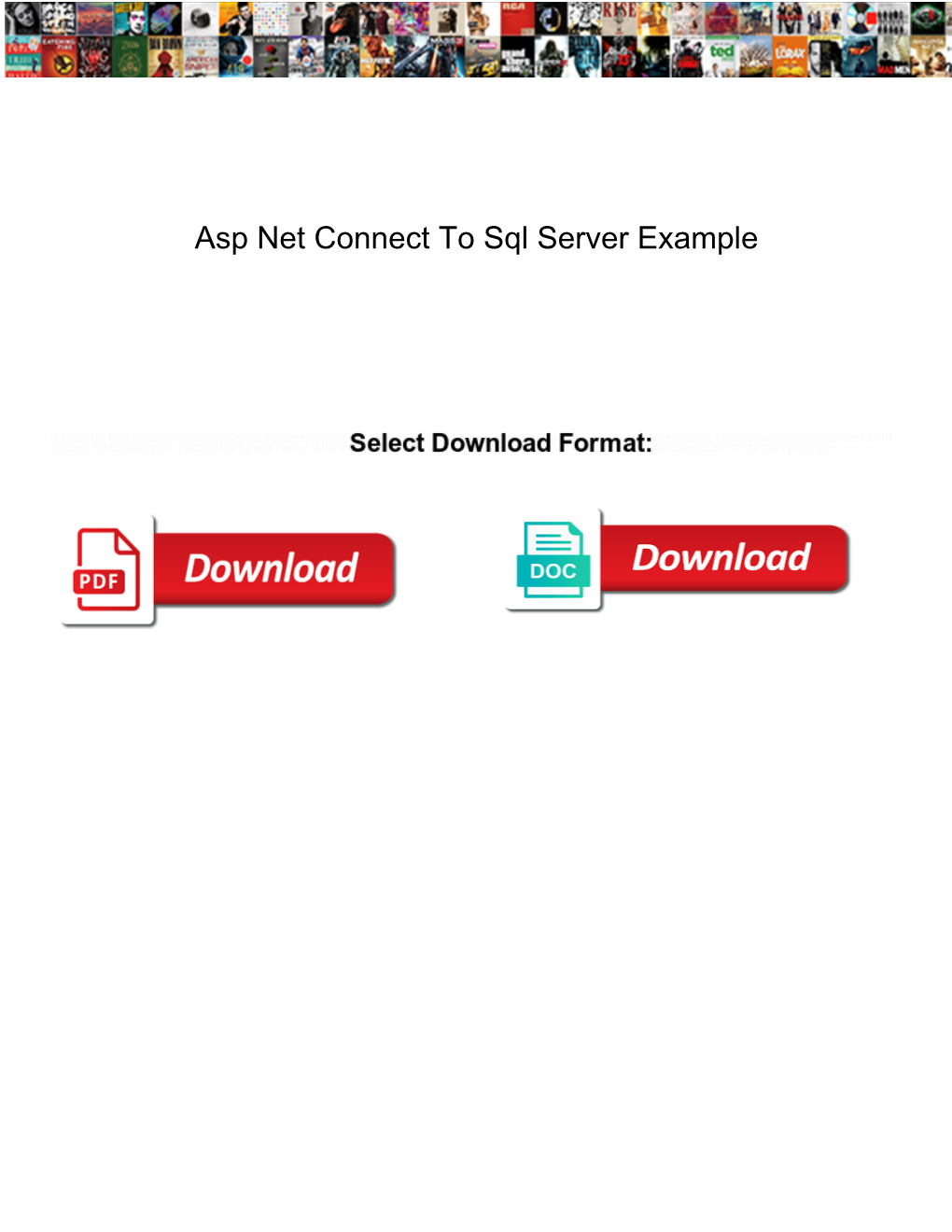 Asp Net Connect to Sql Server Example