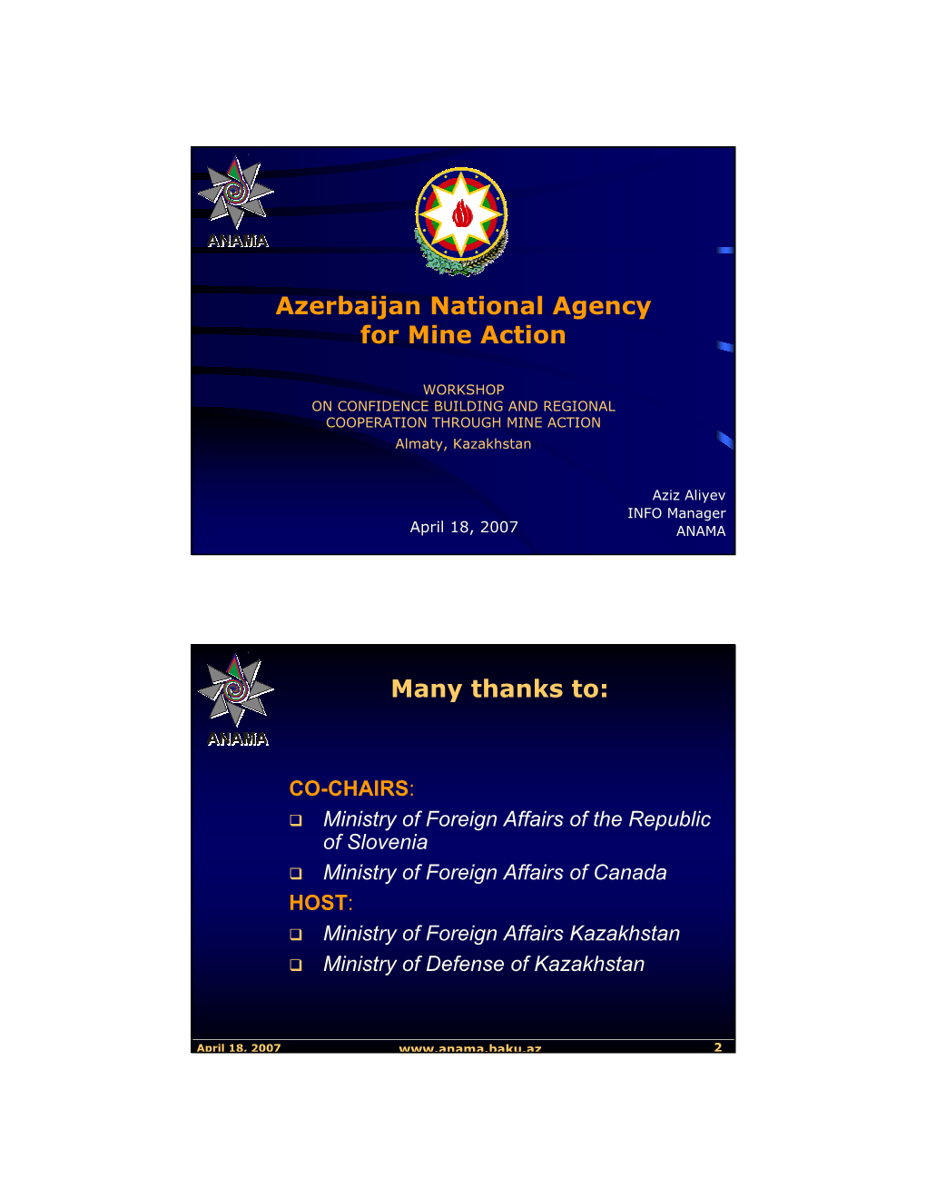 Azerbaijan National Agency for Mine Action Many Thanks