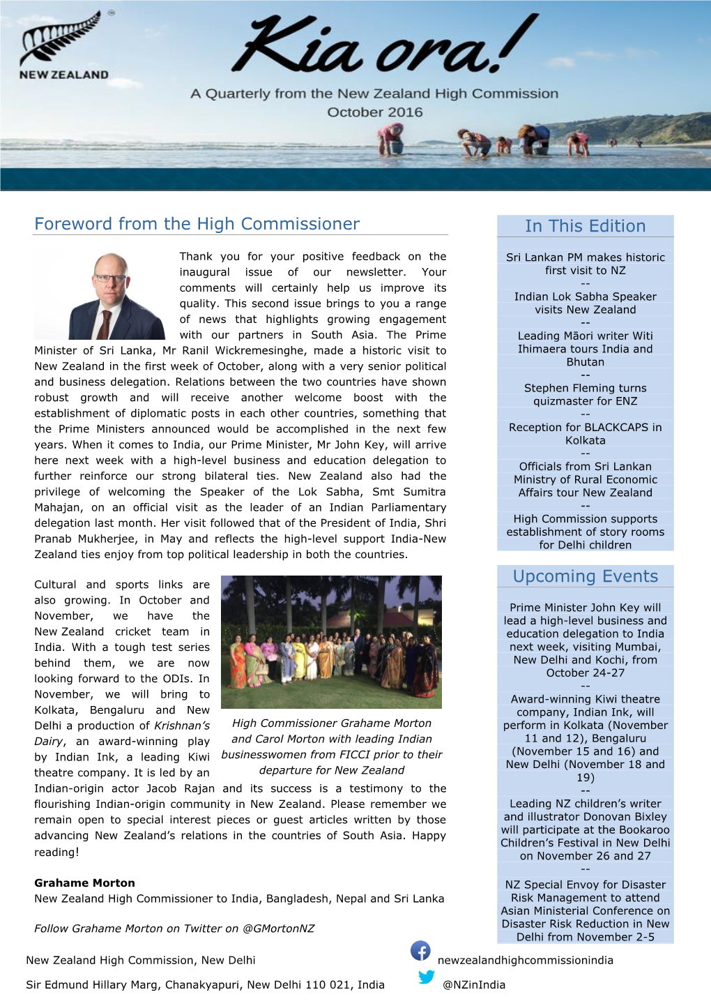 Foreword from the High Commissioner in This Edition Upcoming Events