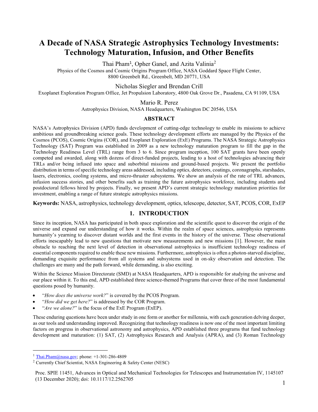 A Decade of NASA Strategic Astrophysics Technology Investments