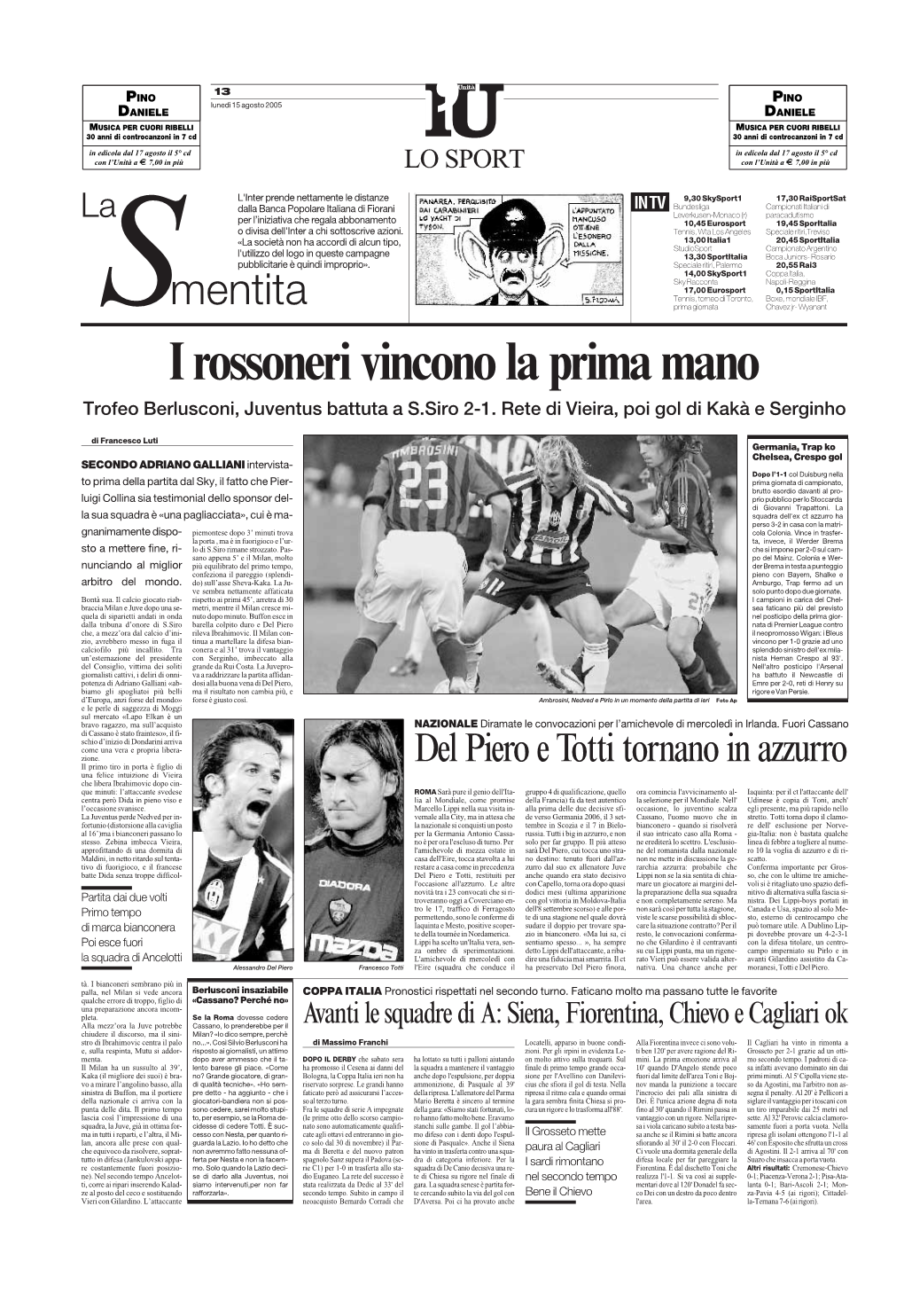 I Rossoneri Vincono La Prima Mano Trofeo Berlusconi, Juventus Battuta a S.Siro 2-1
