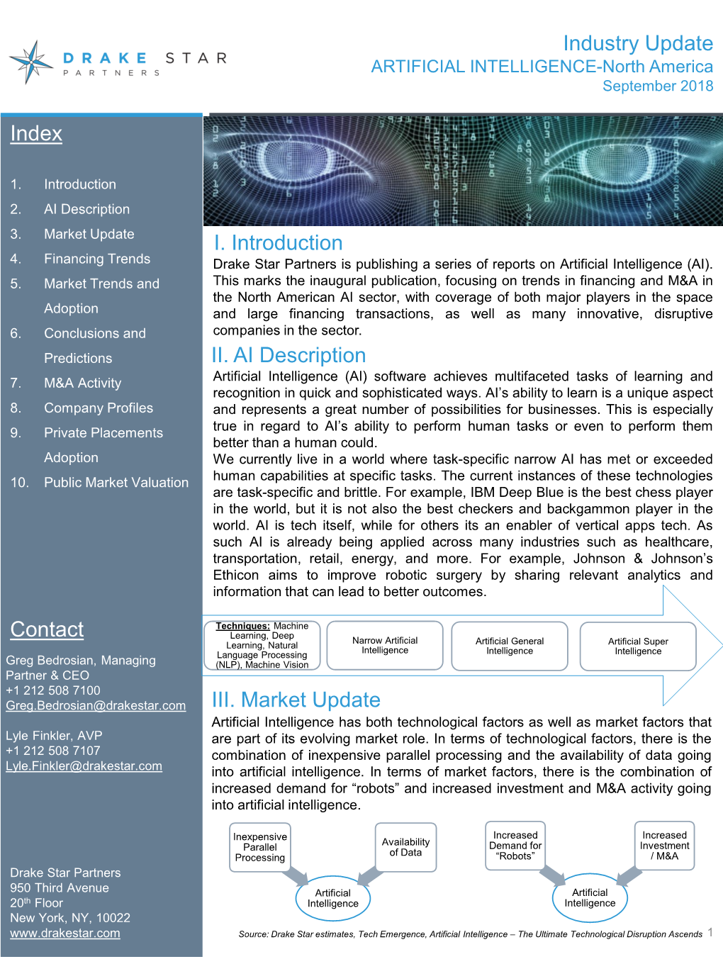 Drake Star Partners Is Publishing a Series of Reports on Artificial Intelligence (AI)