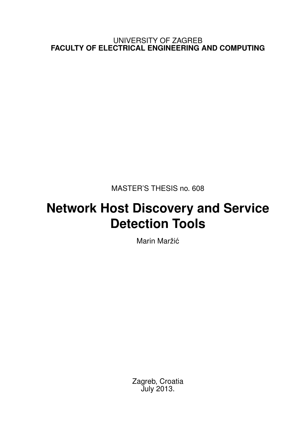 Network Host Discovery and Service Detection Tools Marin Maržic´