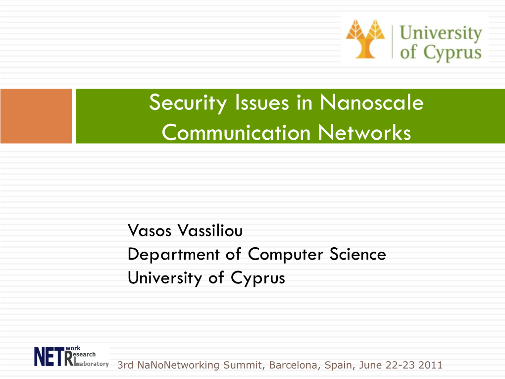 Security Issues in Nanoscale Communication Networks